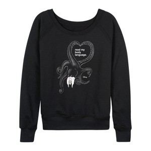 Women's - Disney Villains - Read My Body Language Ursula Lightweight French Terry Wide Neck Long Sleeve Shirt - 1 of 4