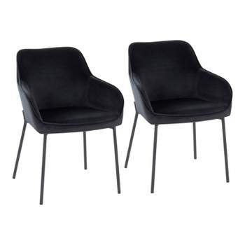 Set of 2 Daniella Velvet/Steel Dining Chairs Black - LumiSource