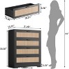 Rattan Dresser with 4 Drawers, Chest of Drawers Storage, Modern Wooden Dresser for Bedroom, for Bedroom, Entryway, Hallway - 2 of 4