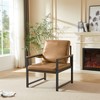 Vynxaria Freestanding Brown Modern Faux Leather Accent Chairs with Padded Metal Armrests, Suitable for Home & Office - 2 of 4