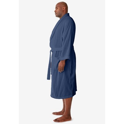 Maroon Cotton Terry Cloth Shawl Lapel Bathrobe with Tie Belt