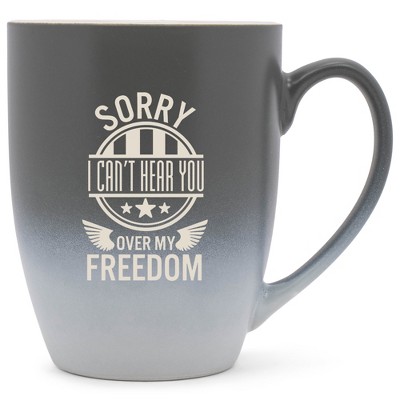 100 North United States of America 10 Ounce Gray and White Two Toned Ombre, Comfortably Fits Your Hands, Ceramic Tea Coffee Cup Mug, Sorry I Can't
