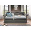 Modern Design Dark Gray Polyester Polyester 1pc Sofa Bed w Trundle Button-Tufted Detail Nailhead Trim Day Bed - 4 of 4