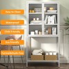 VYNXARIA Heavy - Duty Metal Storage Cabinet with White Finish, Doubling as Decorative Bookshelf, Featuring Glass Doors & 2 Adjustable Shelves - 4 of 4