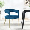 Elegant Hollow Backrest Velvet Chair – Perfect for Small Spaces, Comfortable and Easy to Assemble - 2 of 4