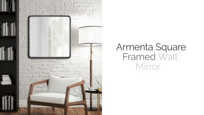 Armenta Industrial Square Dark Charcoal Gray Metal Framed Vanity Mirror 28"x28"