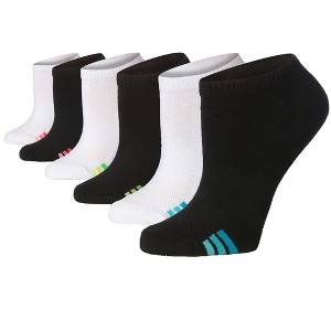 Tipi Toe Women's 6 Pack Cushioned Comfort Running Black White Accent Lines Low Cut Athletic Sport Performance Socks - 1 of 1