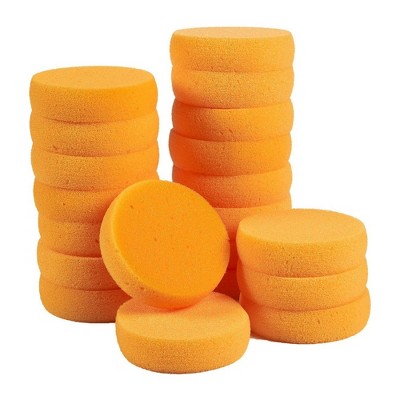 Synthetic Sponges Round Craft Sponges for Painting, Face Painting, Crafts, Pottery, Clay, 3.5 x 1 x 3.5 Inches, Orange, Pack of 20