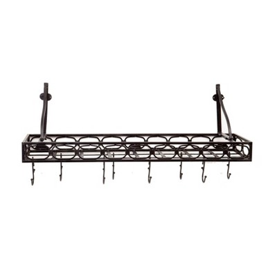 Old Dutch International Matte Black Bookshelf Pot Rack with 8 Hooks