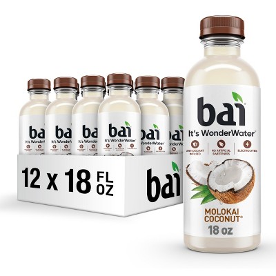 Bai Antioxidant Infused Water, Molokai Coconu - 18 Fl Oz Bottle (Pack of 12)