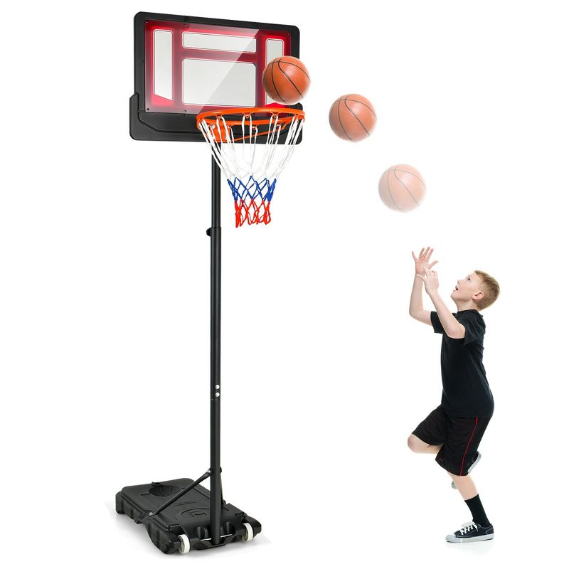 Costway Kids Basketball Hoop Portable Backboard System with Adjustable Height Ball Storage, 1 of 11