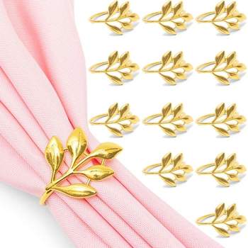 Light Gold Feathers & Ribbons Napkin Rings Set of 4 – Golden Hill Studio