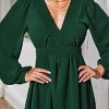 Women's Green V-Neck Mini Dress with Puff Sleeves - Cupshe - 2 of 4