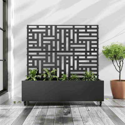 Lirago Iron Black Arch Mobile Planters Planting Box Trellis for Climbing Plants - 47x47