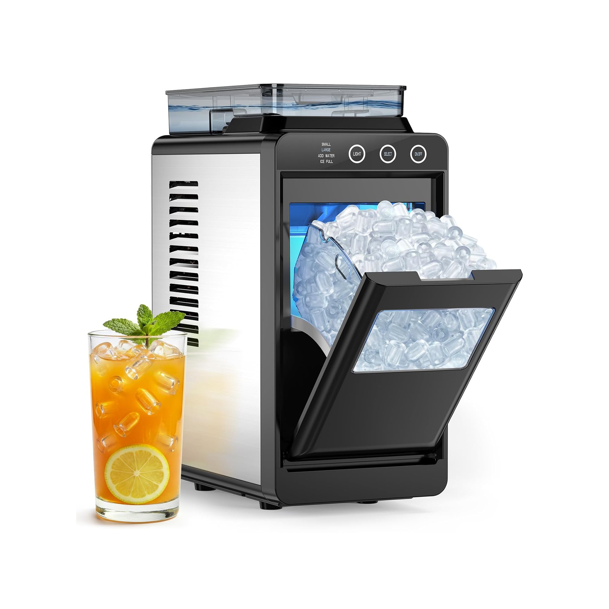 ZAFRO Ice Maker Countertop, Portable Ice Machine with External Water Tank, 8 Cubes in 6 Mins, 26 lbs/24Hrs, Self-Cleaning