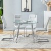 5-Piece Dining Set with Tempered Glass Round Table and 4 PU Armless Chairs - 4 of 4