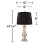 Regency Hill Becky Traditional Table Lamps 24 3/4" High Set of 2 Antique Brass Black Faux Silk Drum Shade for Bedroom Living Room Bedside Nightstand - 4 of 4