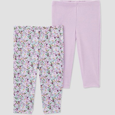 Image of Carter's Just One You® Baby 2pk Floral Pants - Lilac Purple 3M
