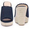 BLISSFUL STEP Women's Open Toe Wedge Heel Denim Slide Sandal - 2 of 3