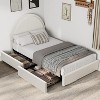 Boucle Upholstered Platform Bed Frame with Round Headboard, Storage Drawers, Heavy-Duty Noise-Free Support, No Box Spring Needed, White - 3 of 4