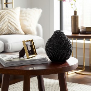 Ceramic Glam Vase - Textured Decorative Flower Vase for Home, Office, Bedroom & Living Room Decor - Modern Elegant Centerpiece Accent - 1 of 4