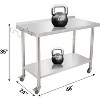 48"x24" Stainless Steel Table, Prep Table Stainless Steel Workbench, with Backsplash and Hook, Shelves, 4 Wheels, Arc Corner Edge - 2 of 4