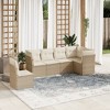 vidaXL Patio Sofa Set with Cushions Outdoor Conversation Furniture Poly Rattan - Beige and Cream Without Table - 2 of 4