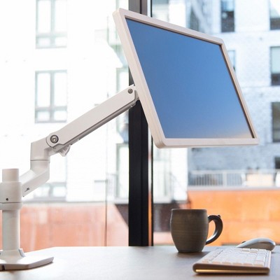 White Full-Motion Desk Mount Monitor Arm for 34" Screens