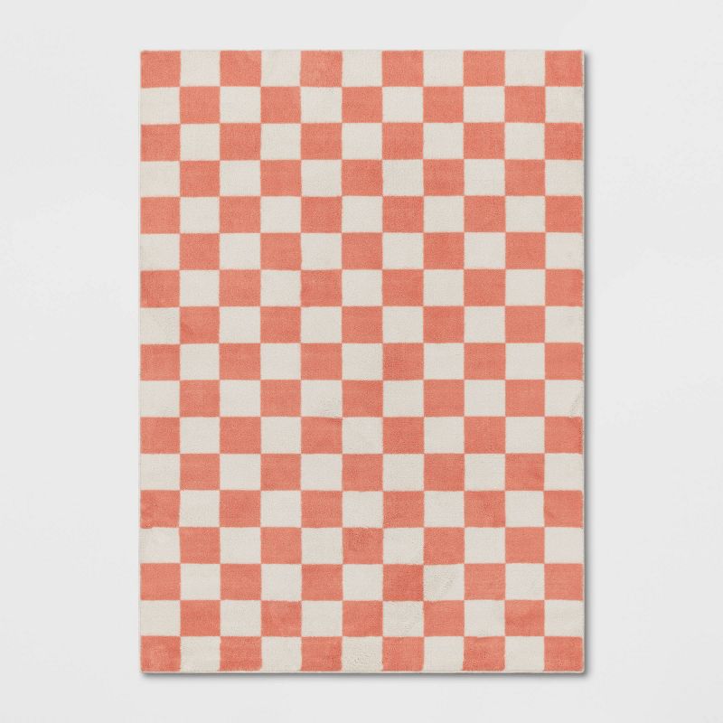Checker Kids' Rug Pink - Pillowfort™, 1 of 6