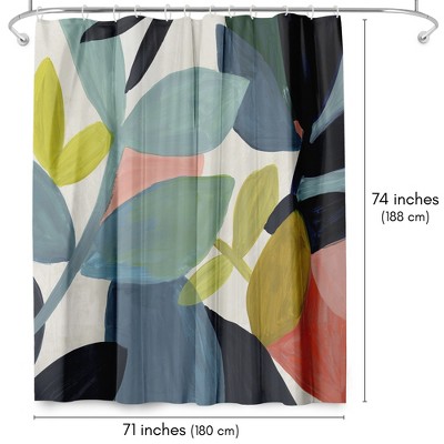 Vibrant Multicolor Abstract Leaf Polyester Shower Curtain