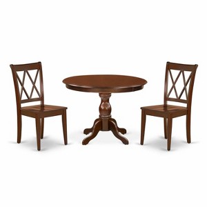 3-Piece Mahogany Finish Solid Wood Top-Dining Room Set-Seats 4 - 1 of 4