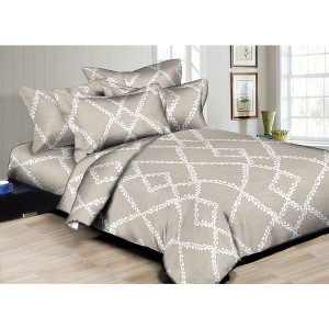 Superity Linen 180TC Lacey Diamonds Taupe Duvet Set - 1 of 3