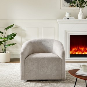 VANOMi 29.53" Swivel Barrel Accent Chair in Teddy Fleece Upholstery - 1 of 4