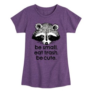 Girls' - Instant Message - Small Trash Cute Raccoon Fitted Short Sleeve Graphic T-Shirt - 1 of 4