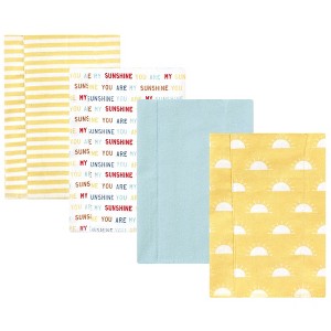 Hudson Baby Cotton Flannel Burp Cloths, My Sunshine 4 Pack, One Size - 1 of 4