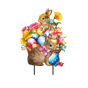 Briarwood Lane Spring Easter Metal Art 27x15.5 Springtime Bunnies For Easter Metal Art - 1 of 3