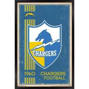 Trends International NFL Los Angeles Chargers - Retro Logo 17 Framed Wall Poster Prints - 1 of 4