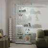 Racxily Tempered Glass Display Cabinet, Wine Cabinet, Storage Cabinet, File Cabinet with LED, Lock on Door, Tempered Glass Top, Casters at Bottom - 3 of 4