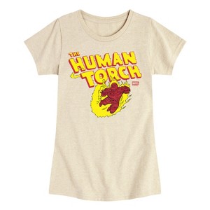 Girls' - Marvel - Fantastic Four Human Torch Logo Fitted Short Sleeve Graphic T-Shirt - 1 of 3