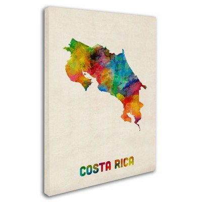 Trademark Fine Art -Michael Tompsett 'Costa Rica Watercolor Map' Matted Framed Art