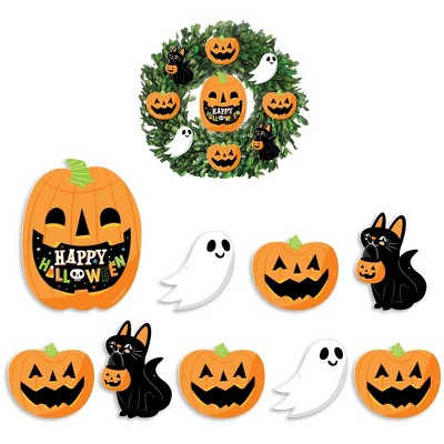 Big Dot of Happiness Jack-O'-Lantern Halloween -  Kids Halloween Party Front Door Decorations - DIY Accessories for Wreath - 9 Pieces