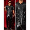 Lars Amadeus Men's Short Sleeve Sparkle Glitter Prom 70s Disco Nightclub Party Sequin Polo Shirts - 4 of 4