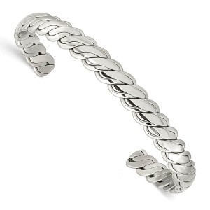 Black Bow Jewelry 6.5mm Stainless Steel Polished Twisted Cuff Bracelet, 6.5 Inch - 1 of 4