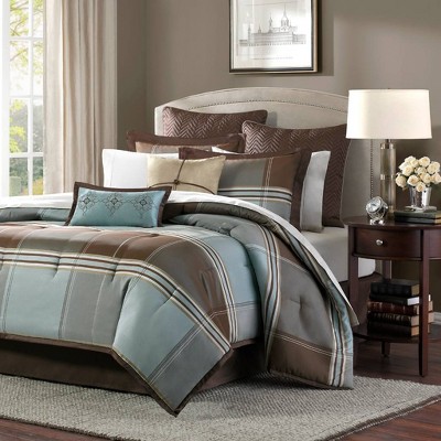 Queen Brown Microfiber Reversible 7-Piece Bedspread Set