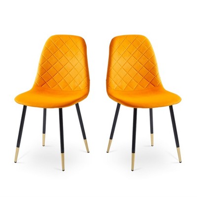Tufted Dining Room Chairs Set Of 2, Upholstered Accent Dinner Chairs With Metal Legs, Modern Velvet Armless Chairs
