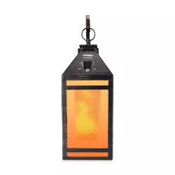 Solar Portable Hanging Outdoor Lantern with Hanger and Flame/Still Light Black - Techko Maid