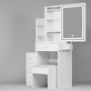Makeup Vanity Desk, Vanity Table Set With Stool, Right Sliding Mirror, Multi Layer Storage Shelves, 4 Drawers, Dressing Table White - 4 of 4