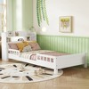 YONWAY Twin Pine Wood Kids Bed, Wood Low Platform Beds with Flexible Rails and Storage Bookcase for Boys Girls Teens - 4 of 4