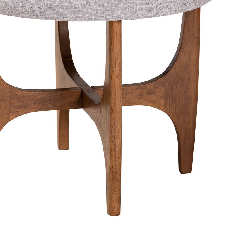 Theo Fabric and Wood Ottoman Footstool Grayish Beige/Walnut Brown - Baxton Studio, 5 of 9