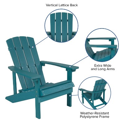 Sea Foam Green Polystyrene Resin Adirondack Chair with Armrests